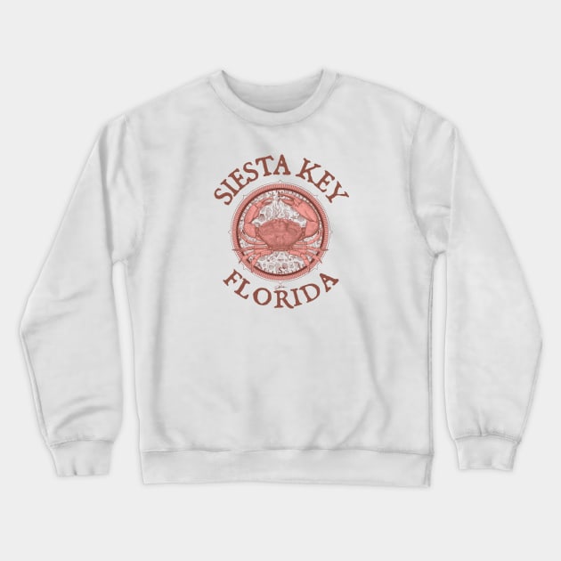 Siesta Key, Florida, Stone Crab on Wind Rose Crewneck Sweatshirt by jcombs